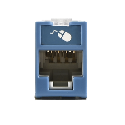 Jack UltraMAX Cat6A  UTP  Montaje híbrido en Placa de Pared (Plano y Angulado)  Color Azul  Punch Down