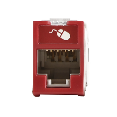 Jack UltraMAX Cat5e  UTP  Montaje híbrido en Placa de Pared (Plano y Angulado)  Color Rojo  Punch Down