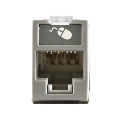 Jack UltraMAX Cat6A  UTP  Montaje híbrido en Placa de Pared (Plano y Angulado)  Color Gris  Punch Down