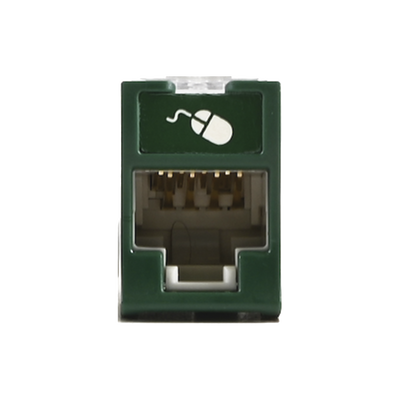 Jack UltraMAX Cat5e  UTP  Montaje híbrido en Placa de Pared (Plano y Angulado)  Color Verde  Punch Down