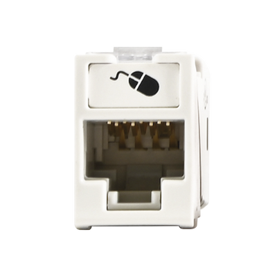 Jack UltraMAX Cat6A  UTP  Montaje híbrido en Placa de Pared (Plano y Angulado)  Color Blanco  Punch Down
