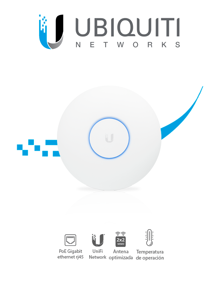 UBIQUITI UAP-AC-LR - UniFi AC: Access Point de largo alcance para interiores con doble banda 802.11ac  MIMO 2x2  potencia de 24 dBm  hasta 1317 Mbps. Incluye Inyector PoE