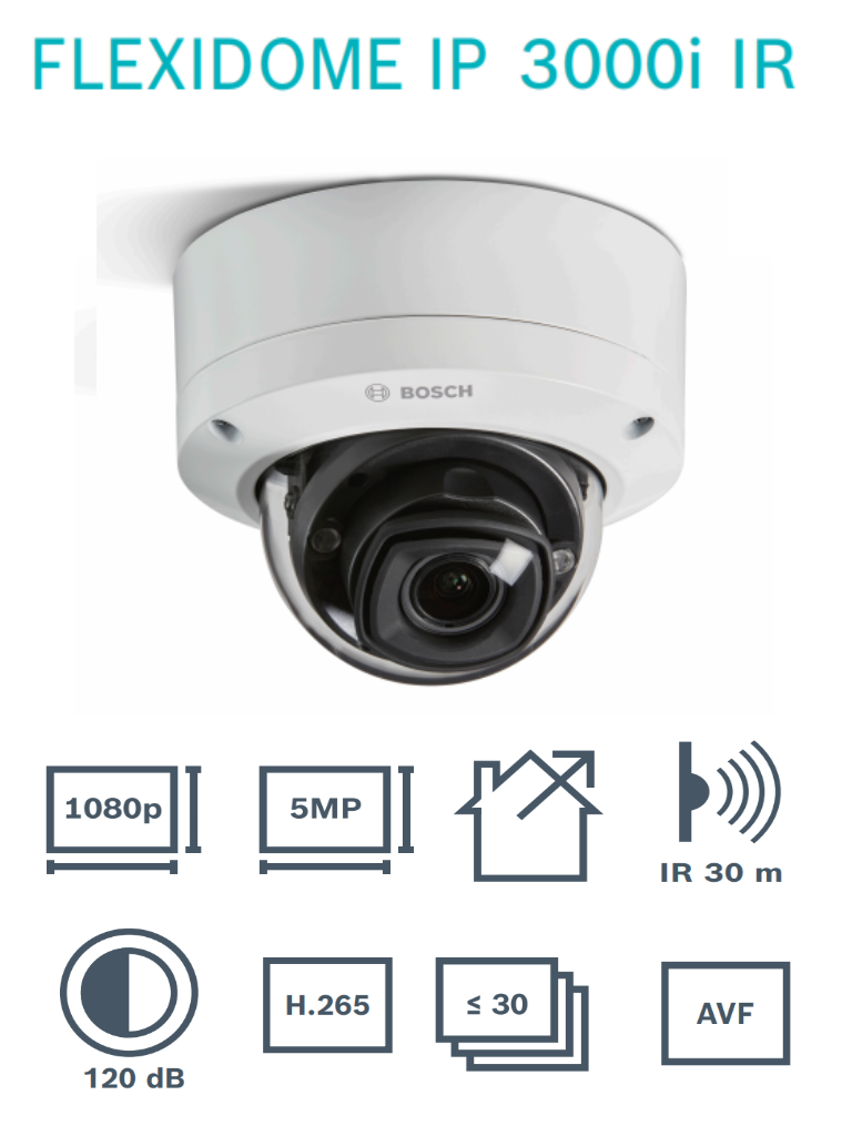 BOSCH V_NDE3503AL- Domo fijo 5MP HDR 3 2-10mm IP66 IK10 IR