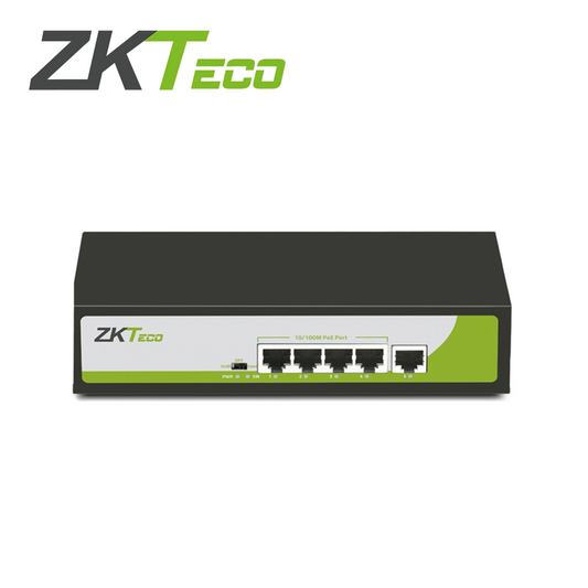 SWITCH ZKTECO PE042-55-C 4 PUERTOS RJ45 10/100 Mbps CON POE AF/AT + 2 PUERTO RJ45 10/100 Mbps NO ADMINISTRABLE COMPATIBLE CON CUALQUIER CAMARA IP POE SOPORTA HASTA 250m DE DISTANCIA SOBRE UTP CAT6 POTENCIA MAXIMA DE SALIDA POE DE 30W PARA CADA PUERT