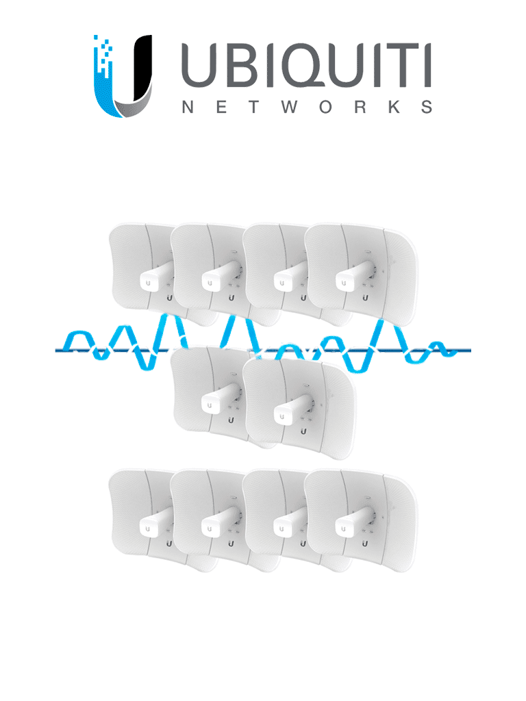 Kit de 10 LiteBeam 2x2 MIMO airMAX AC GEN2 CPE hasta 450 Mbps  5 GHz (5150 - 5875 MHz) con antena integrada de 23 dBi