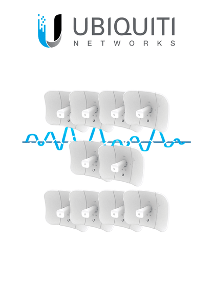 Kit de 10 LiteBeam 2x2 MIMO airMAX AC GEN2 CPE hasta 450 Mbps  5 GHz (5150 - 5875 MHz) con antena integrada de 23 dBi