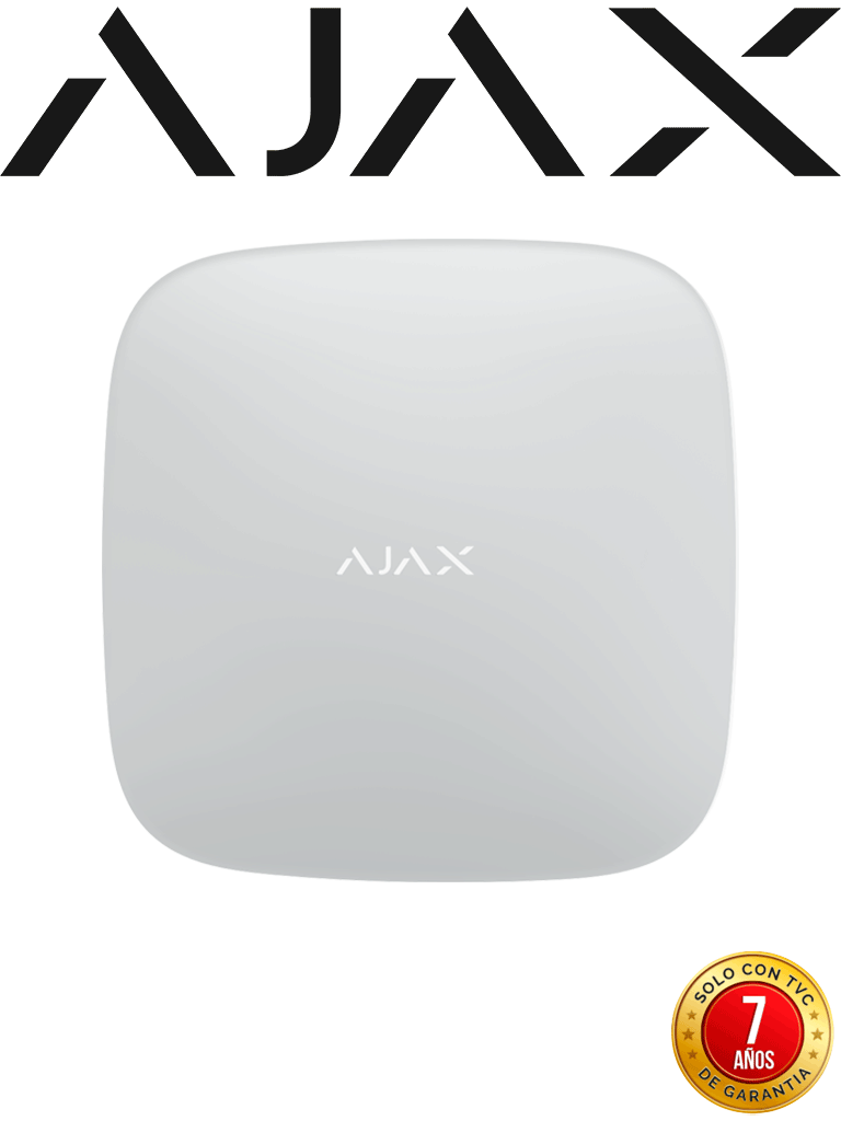 AJAX Hub2 - Panel de  alarma  Ethernet color Blanco / APP “AJAX PRO” IOS y Android / hasta 100 dispositivos / Hasta 25 cámaras / Hasta 50 Usuarios / 2 SIM / Hasta 14h de duración de la batería (53029.40.WH3) #FDI
