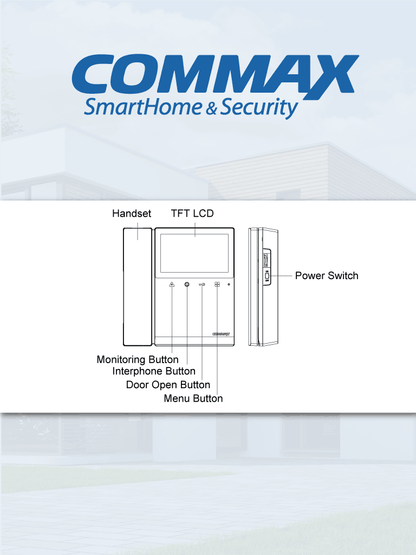 COMMAX CDV43K2DRC4LN - Kit de videoportero Commax a color con monitor de 4.3 pulgadas y auricular  frente de calle  comunicación con audio y video  función de apertura de puerta no requiere configuración