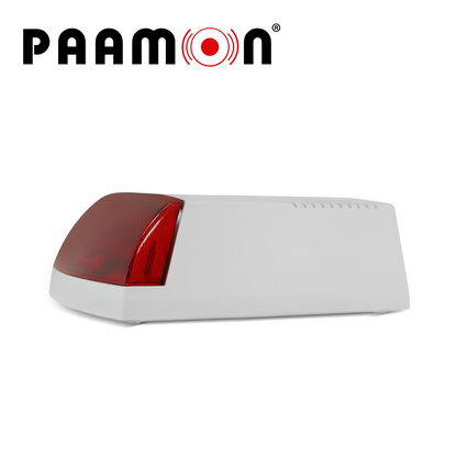 SIRENA ESTROBO EXTERIOR CON BATERIA PM-SRE60RB  CON DOBLE CARCASA UNA EXTERNA PLASTICA Y UNA INTERNA METALICA PARA DOBLE PROTECCION  VOLTAJE DE OPERACION 9-28V DC  SIRENA CON 1 TONO DE 125dB  ESTROBO COLOR ROJO  TASA DE PARPADEO DE 135 VECES POR MIN
