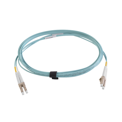 Jumper de Fibra Óptica Multimodo 50/125 XGLO OM4  LC-LC Duplex  OFNR  Color Aqua  7 Metros