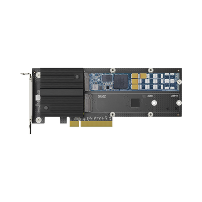 Adaptador SSD M.2 | PCIe 3.0 x8 | NVMe | Compatible con M.2 22110 y 2280 | 2 Ranuras M-Key | Perfil Bajo y Altura Completa | Garantía de 5 Años.