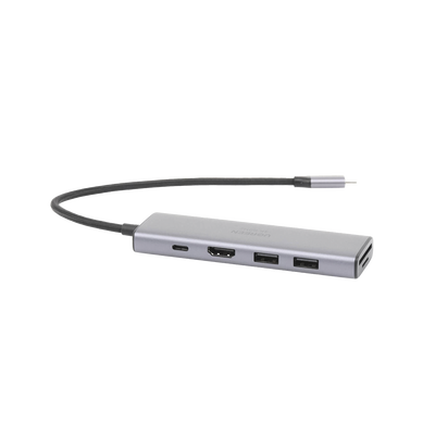 HUB USB-C Multifuncional   a  HDMI 4K@60Hz / HDCP2.2 / HDR10/3D / 2 Puertos USB3.0 / Lector de Tarjetas SD+TF (Uso Simultáneo) / USB C PD 100W / 6 en 1
