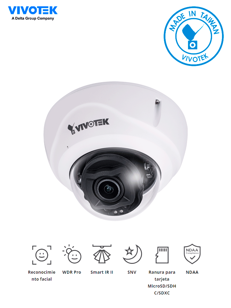 VIVOTEK FD9387-FR-v2 - Cámara IP domo exterior antivandálica 5 MP  reconocimiento facial integrado  lente varifocal motorizado 2.7-13.5mm  WDR Pro  Smart IR II 50m  ciberseguridad Trend Micro  protección IP67/IK10 #TM