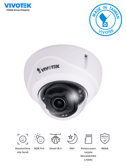 VIVOTEK FD9387-FR-v2 - Cámara IP domo exterior antivandálica 5 MP  reconocimiento facial integrado  lente varifocal motorizado 2.7-13.5mm  WDR Pro  Smart IR II 50m  ciberseguridad Trend Micro  protección IP67/IK10 #TM