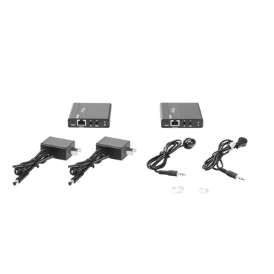 Kit Extensor HDMI para distancias de 70 metros / Soporta resoluciones 720 y 1080P @ 60 Hz / Cat 6  6a y 7 / Cero Latencia / Uso 24/7 / HDR10 / Salida Loop /  Configuración EDID / Soporta control remoto del equipo fuente / Salida de audio de 3.5mm
