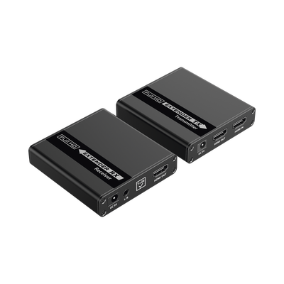 Kit Extensor HDMI para distancias de 70 metros / Soporta resoluciones 720 y 1080P @ 60 Hz / Cat 6  6a y 7 / Cero Latencia / Uso 24/7 / HDR10 / Salida Loop /  Configuración EDID / Soporta control remoto del equipo fuente / Salida de audio de 3.5mm