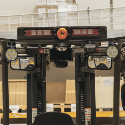 Luz LED límite de arco color rojo  para zonas de trabajo en montacargas y vehiculos