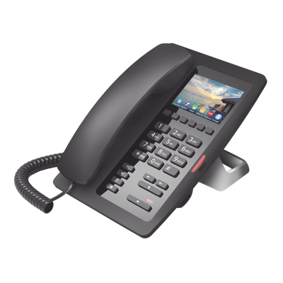 (H5W Color Negro)Teléfono IP WiFi para Hotelería  profesional de gama alta con pantalla LCD de 3.5 pulgadas a color  6 teclas programables para servicio rápido (Hotline) PoE