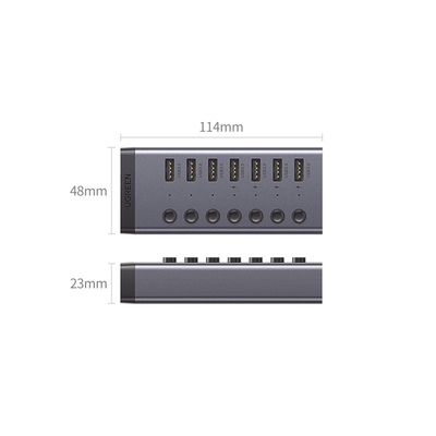 HUB de 7 Puertos USB 3.0  / 4 puertos de Carga Inteligente / Interruptor Individual / Indicadores LED / USB 3.0 a 5Gbps / 1 USB-C Hembra (solo datos) / Incluye Adaptador de Corriente 12V 2A / 7 en 1