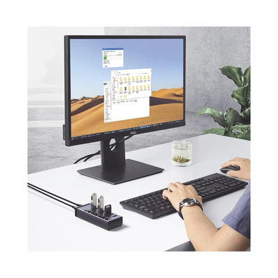 HUB de 7 Puertos USB 3.0  / 4 puertos de Carga Inteligente / Interruptor Individual / Indicadores LED / USB 3.0 a 5Gbps / 1 USB-C Hembra (solo datos) / Incluye Adaptador de Corriente 12V 2A / 7 en 1