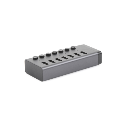 HUB de 7 Puertos USB 3.0  / 4 puertos de Carga Inteligente / Interruptor Individual / Indicadores LED / USB 3.0 a 5Gbps / 1 USB-C Hembra (solo datos) / Incluye Adaptador de Corriente 12V 2A / 7 en 1