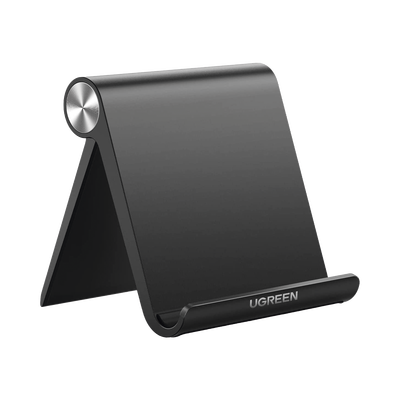Soporte de Escritorio para Tablet /  Ajustable de 0° a 100° / Goma Antiarañazos / Antideslizante / Amplia Compatibilidad con dispositivos de 4   a 13   / Plegable / ABS / Color Negro
