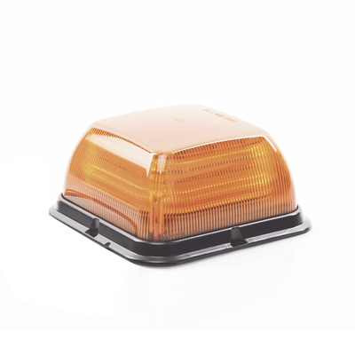 Baliza LED Cuadrada  base de polipropileno reforzado  perfil medio  12-24 VCC  24 patrones de destellos  ámbar