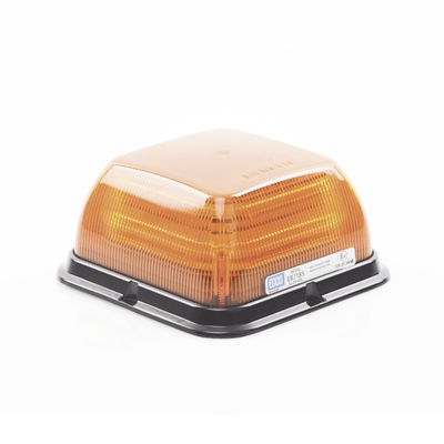 Baliza LED Cuadrada  base de polipropileno reforzado  perfil medio  12-24 VCC  24 patrones de destellos  ámbar