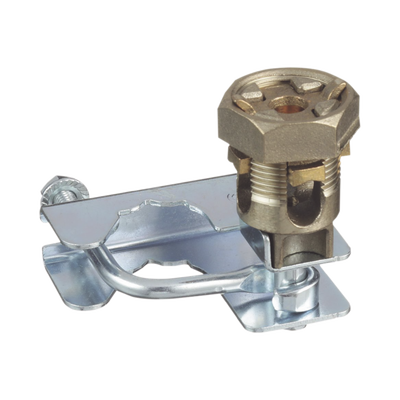 Abrazadera para Tierra Física en Base de Piso Falso  para Cables de 6 a 1/0 AWG. Para Pedestales Cuadrados de 7/8" y Circulares de 1" a 1 1/8"