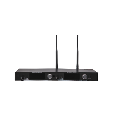 Kit de Microfonía inalámbrico | 2 Micrófonos de Lavalier | Receptor UHF | Pantalla LCD | 200 Canales | Gran cobertura