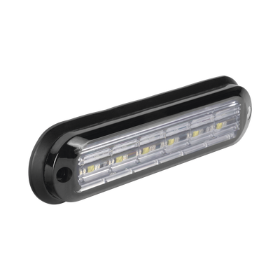 Luz Auxiliar Ultra Brillante  IP67 de 6 LEDs  Color Ambar/Claro  con mica transparente y bisel negro