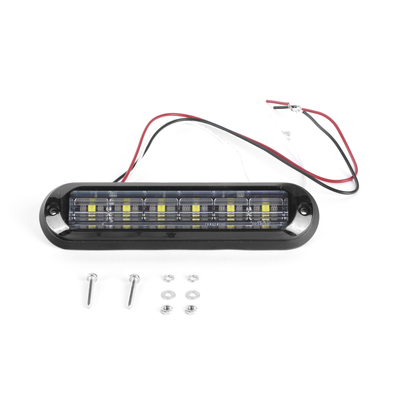 Luz Auxiliar Ultra Brillante  IP67 de 6 LEDs  Color Ambar/Claro  con mica transparente y bisel negro
