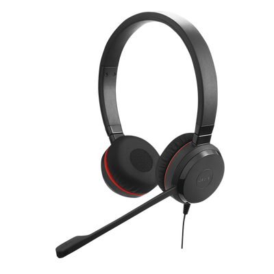 Jabra Evolve 30 Duo con conexión USB / 3.5mm  micrófono con cancelación de ruido y controlador en el cable con botones e indicadores LED (5399-823-309)