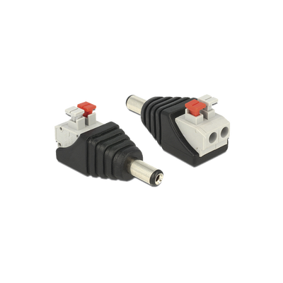 Adaptador tipo Jack de 3.5 mm Macho Polarizado de 12 Vcc con Terminales de Presión.