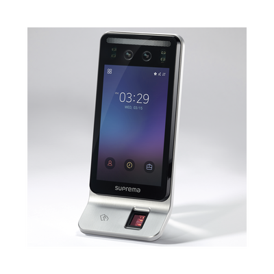 Lector Multi-tecnologia con detector de cubrebocas- Reconocimiento Facial  Huella  Tarjeta Móvil y lector de RFID(125kHz EM & 13.56 Mhz MIFARE)  Compatible con BioStar2   Uso para Control de Acceso y Asistencia