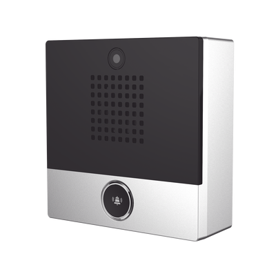 Mini video Intercomunicador para hotelería y hospitales  con diseño elegante  PoE  cámara 1Mpx  1 botón  1 relevador integrado de salida y entrada.