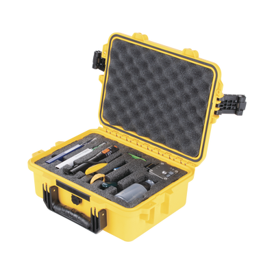 Kit de herramientas para terminación de conectores mecánicos de fibra óptica  incluye maletín ideal para transportar con especificación militar (uso rudo)