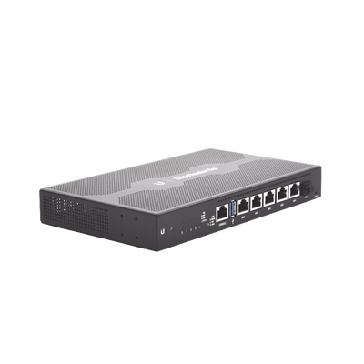 EdgeRouter 6 PoE pasivo 24 V  con 5 puertos 10/100/1000 Mbps + 1 puerto SFP  con funciones avanzadas de ruteo