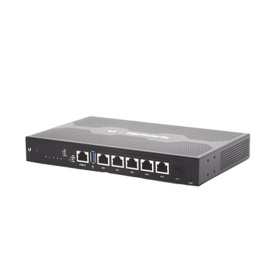 EdgeRouter 6 PoE pasivo 24 V  con 5 puertos 10/100/1000 Mbps + 1 puerto SFP  con funciones avanzadas de ruteo