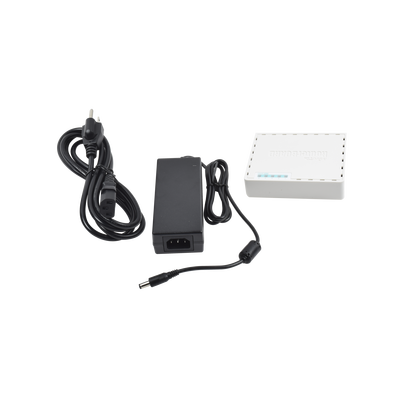 (hEX PoE LITE) RouterBoard  5 Puertos Fast Ethernet  4 con PoE Pasivo  1 Puerto USB