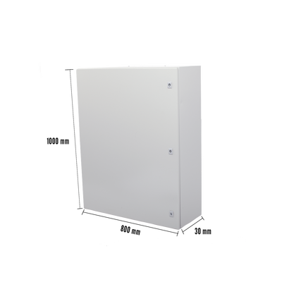 Gabinete de Acero IP66 Uso en Intemperie (800 x 1000 x 300 mm) con Placa Trasera Interior Metálica y Compuerta Inferior Atornillable (Incluye Chapas y Llaves T).