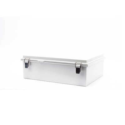 Gabinete de Plástico ABS  Uso en Intemperie IP66 (350 x 460 x 160 mm) Cierre por Broche Inoxidable y Permite Cerrado con Candado y Llave (Perno 5mm) No Incluido