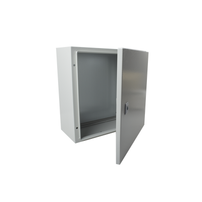 Gabinete de Acero IP66 Uso en Intemperie (250 x 300 x 150 mm) con Placa Trasera Interior Metálica y Compuerta Inferior Atornillable (Incluye Chapa y Llave T).