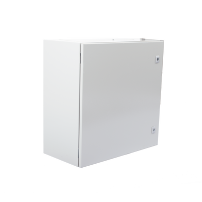 Gabinete de Acero IP66 Uso en Intemperie (600 x 600 x 300 mm) con Placa Trasera Interior Metálica y Compuerta Inferior Atornillable (Incluye Chapa y Llave T).