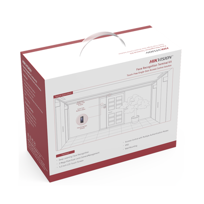 Kit de Control de Acceso TODO INCLUIDO con Lector de Rostros  QRs   Tarjetas y Huellas / 3 000 Rostros / Compatible con App Hik-Connect / Videoportero / Incluye Electroimán  Botón de Salida y Montajes Z y L para imán / HIK-IA
