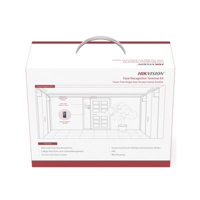 Kit de Control de Acceso TODO INCLUIDO con Lector de Rostros  QRs   Tarjetas y Huellas / 3 000 Rostros / Compatible con App Hik-Connect / Videoportero / Incluye Electroimán  Botón de Salida y Montajes Z y L para imán / HIK-IA