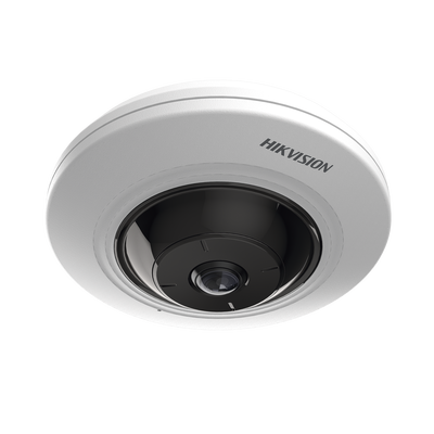 Mini Fisheye IP 5 Megapixel / Panorámica 180° - 360° / 8 mts IR / Interior / PoE / HEOP / ACUSENSE / Detección Facial / Microfono Integrado