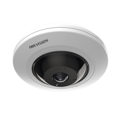 Mini Fisheye IP 5 Megapixel / Panorámica 180° - 360° / 8 mts IR / Interior / PoE / HEOP / ACUSENSE / Detección Facial / Microfono Integrado