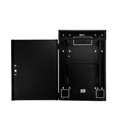 Gabinete de Montaje en Pared TrueEdge™  Con 6 UR para Equipo Activo y 6 UR para Paneles de Parcheo  Fabricado en Acero  Color Negro