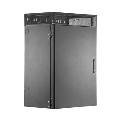 Gabinete de Montaje en Pared TrueEdge™  Con 9 UR para Equipo Activo y 9 UR para Paneles de Parcheo  Fabricado en Acero  Color Negro